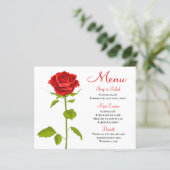 Floral Red Rose Menu Wedding Vrijgezellenfeest Par (Staand voorkant)