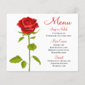 Floral Red Rose Menu Wedding Vrijgezellenfeest Par (Voorkant)
