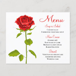 Floral Red Rose Menu Wedding Vrijgezellenfeest Par