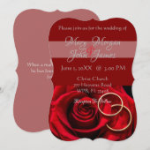 Floral Red Rose met ringbruiloft Kaart (Voorkant / Achterkant)