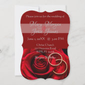 Floral Red Rose met ringbruiloft Kaart (Voorkant)