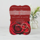 Floral Red Rose met ringbruiloft Kaart (Staand voorkant)