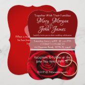 Floral Red Rose met uitnodiging voor het huwelijk (Voorkant / Achterkant)