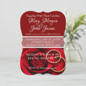 Floral Red Rose met uitnodiging voor het huwelijk (Staand voorkant)