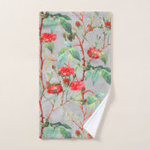 Floral Red Rose Waterverf grijs Bad Handdoek (Handdoek)