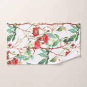 Floral Red Rose Waterverf Wit Bad Handdoek (Handdoek)