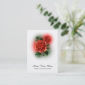 *~* Floral Red ROSE Wedding Event Planner QR code Visitekaartje (Staand voorkant)