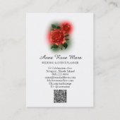 *~* Floral Red ROSE Wedding Event Planner QR code Visitekaartje (Achterkant)
