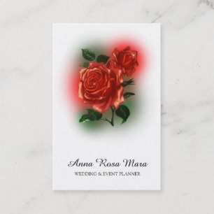*~* Floral Red ROSE Wedding Event Planner QR code  Visitekaartje