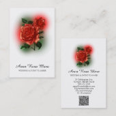 *~* Floral Red ROSE Wedding Event Planner QR code Visitekaartje (Voorkant / Achterkant)