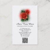 *~* Floral Red ROSE Wedding Event Planner QR code Visitekaartje (Achterkant)