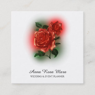 *~* Floral Red ROSE Wedding Planner Elegant QR Vierkante Visitekaartje