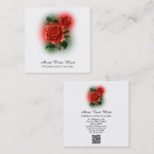 *~* Floral Red ROSE Wedding Planner Elegant QR Vierkante Visitekaartje (Voorkant / Achterkant)