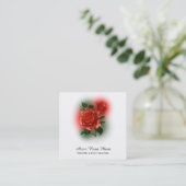 *~* Floral Red ROSE Wedding Planner Elegant QR Vierkante Visitekaartje (Staand voorkant)
