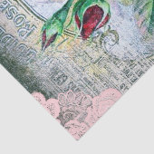 Floral Red Roses Finch Bird Ephemera Tissuepapier (Detail)