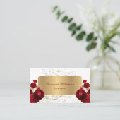 Floral Red Roses Gold  Visitekaartje (Staand voorkant)
