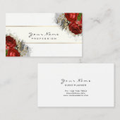 Floral Red Roses Green White Visitekaartje (Voorkant / Achterkant)