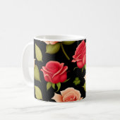 Floral Red Roses Koffiemok (Voorkant links)