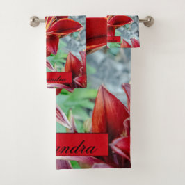 Floral Red Stargazer Lily Bad Handdoek