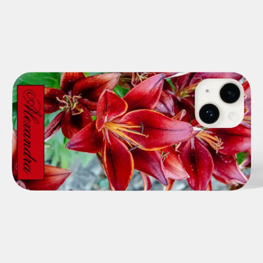 Floral Red Stargazer Lily Case-Mate iPhone Case (Achterkant (horizontaal))