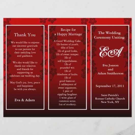 Floral Red van de omslag van het Programma van de  (Voorkant)