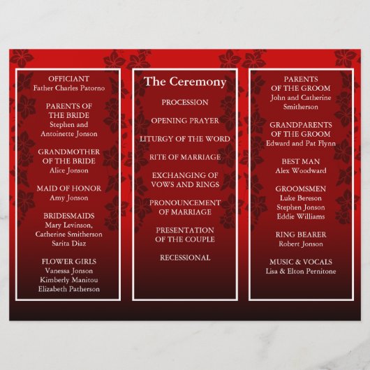 Floral Red van de omslag van het Programma van de (Achterkant)