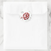 Floral Red Wedding Invitation Envelope Ronde Sticker (Tas)