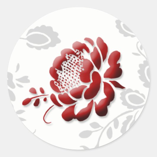 Floral Red Wedding Invitation Envelope Ronde Sticker (Voorkant)