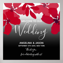 Floral Red Welcome Wedding Poster