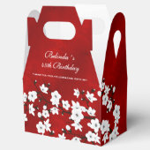 Floral Red White Cherry Blossom Aangepaste verjaar Bedankdoosjes (Geopend)
