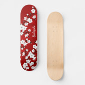 Floral Red White Cherry Blossom Monogram Persoonlijk Skateboard (Voorkant)