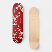 Floral Red White Cherry Blossom Monogram Persoonlijk Skateboard (Voorkant)