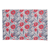 Floral Red White en Blue Botanical Poppies Kussensloop (Voorkant)