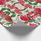 Floral Red White Flowers Waterverf Garden Pattern Cadeaupapier (Hoek)