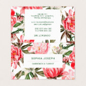 Floral Red White Roze Waterverf Visitekaartje (Buitenkant ongevouwen)
