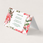 Floral Red White Roze Waterverf Visitekaartje (Achterkant)