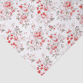 Floral Red Winter Rozen Pattern Tissuepapier (Detail)