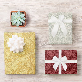 Floral  Red Yellow Green Morris Patronen WR Inpakpapier Vel