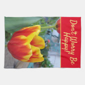 Floral Red Yellow Tulip maakt het niet uit Theedoek (Horizontaal)