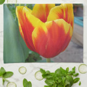 Floral Red Yellow Tulip maakt het niet uit Theedoek (Gevouwen)