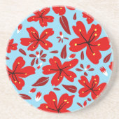Floral Red Zandsteen Onderzetter (Voorkant)