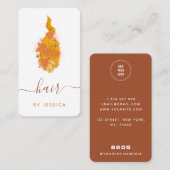 Floral Redhead Wavy Hair Girl Haarstylist Voeg Log Visitekaartje (Voorkant / Achterkant)