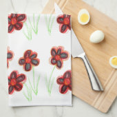 Floral Reds Theedoek (Quarter Fold)