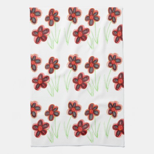 Floral Reds Theedoek (Verticaal)