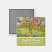 floral redt de date bruiloft. magneet (Voorkant / Achterkant)