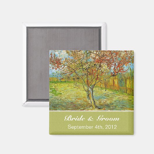 floral redt de date bruiloft. magneet (Voorkant / Achterkant)