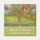 floral redt de date bruiloft. magneet (Voorkant)