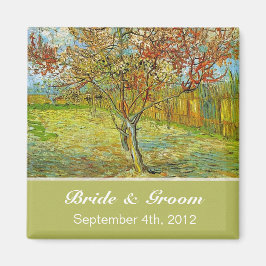  floral redt de date bruiloft. magneet