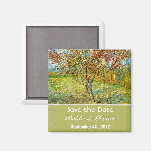  floral redt de date bruiloft. magneet (Voorkant / Achterkant)