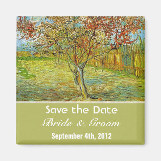 floral redt de date bruiloft. magneet